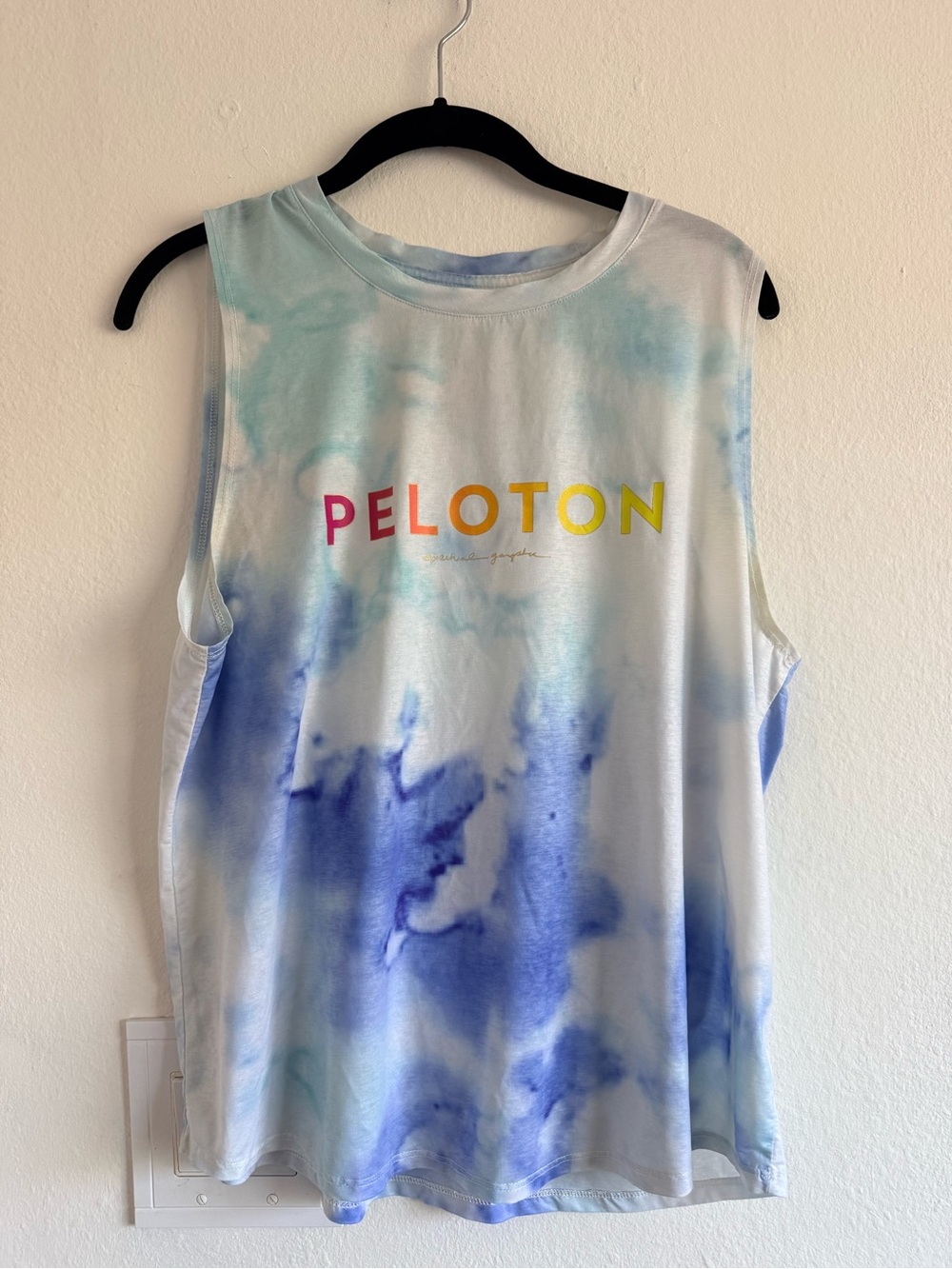 Peloton Tie-Dye Muscle Tee in Blue, White & Aqua